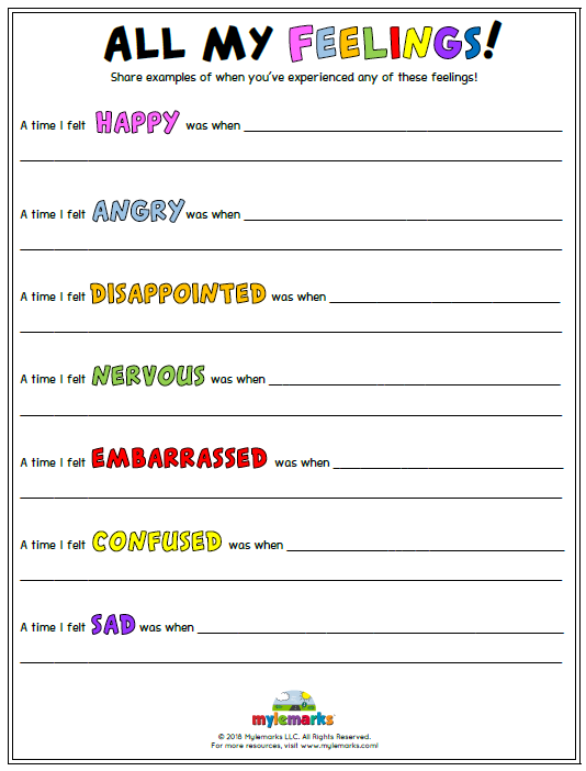 Expressing Emotions Worksheets For Adults