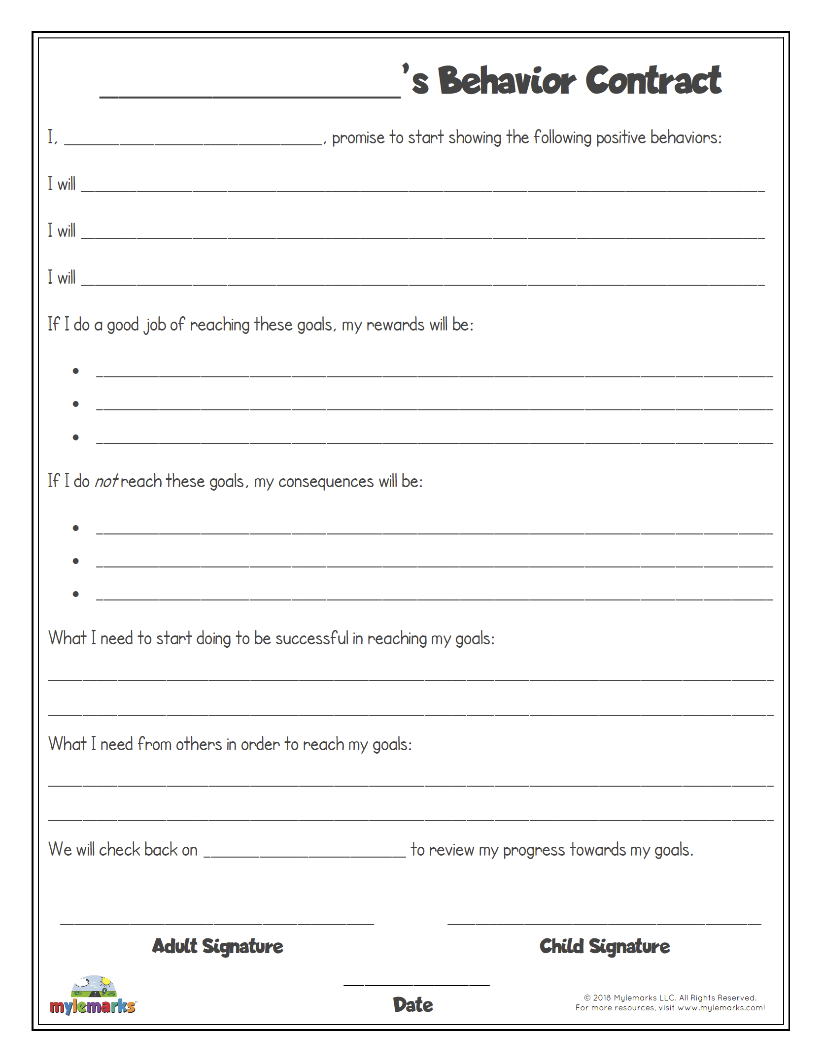 Free Printable Positive Behavior Worksheets For 6 Year Olds