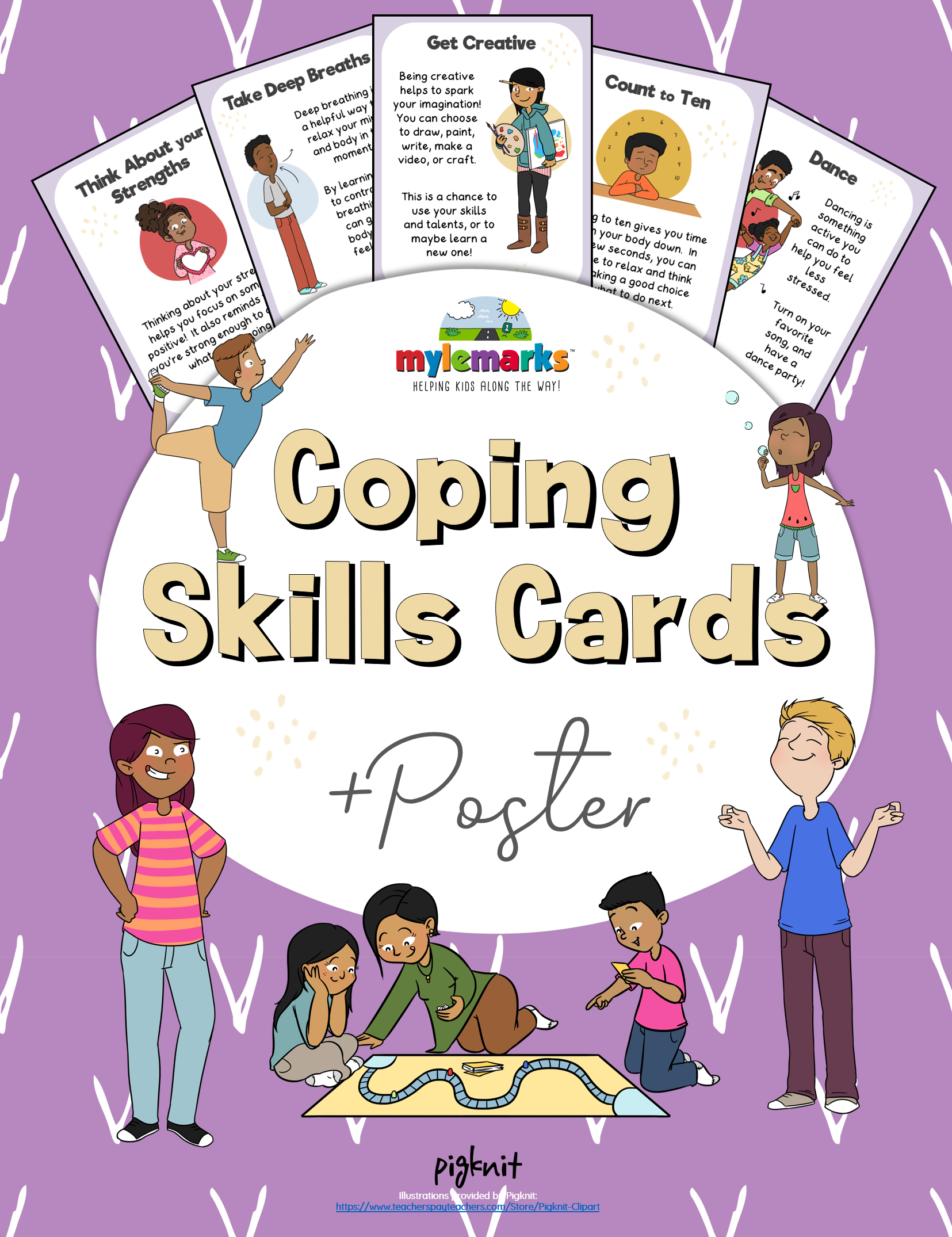 Coping Skills for Card Game%ｶﾝﾏ% Deck Kids%ｶﾝﾏ% Coping for Cards Cue  Distraction Reliever Natural Stress Children
